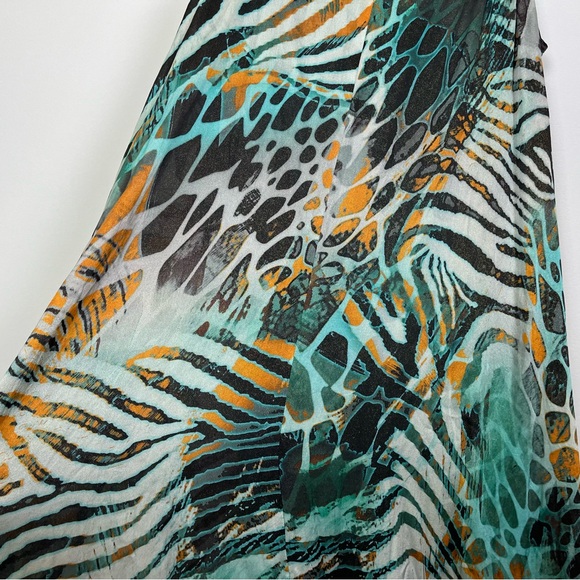 Guess Marciano Silk Abstract Zebra Animal Print Maxi Dress Size Small V-Neck - Picture 9 of 16